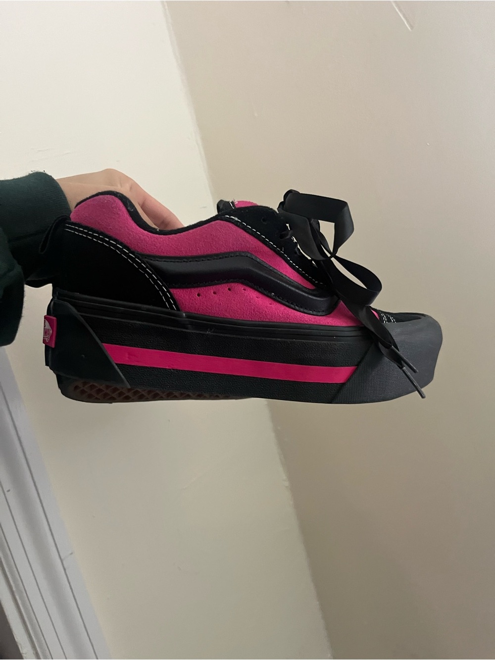Vans Platform Black and Hot Pink Skate Sneakers 7 - Picture 4 of 10